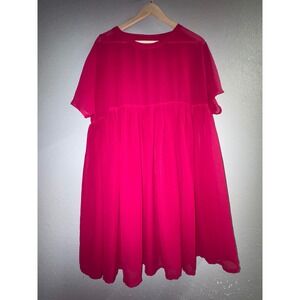 ASOS Hot Pink Chiffon Babydoll Smock Dress Overlay  Fuchsia Pink  Size 6